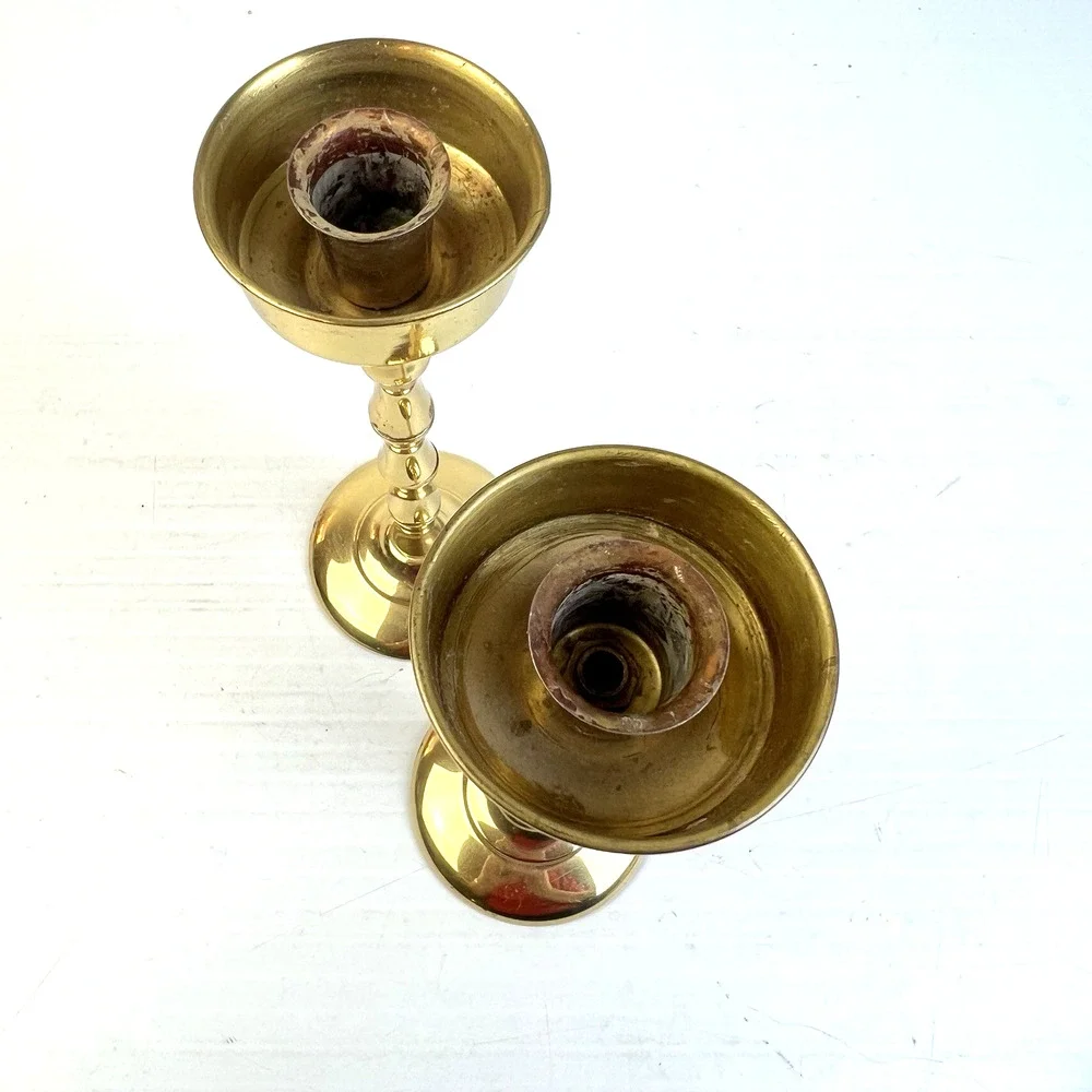 Brass Candlestick Holders Pair 8.5